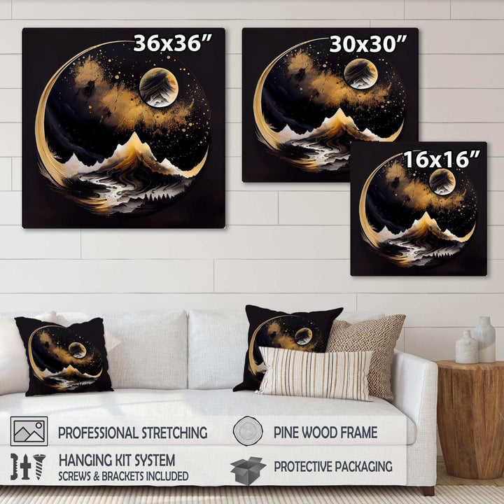 Black And Gold Mountain Landscape III