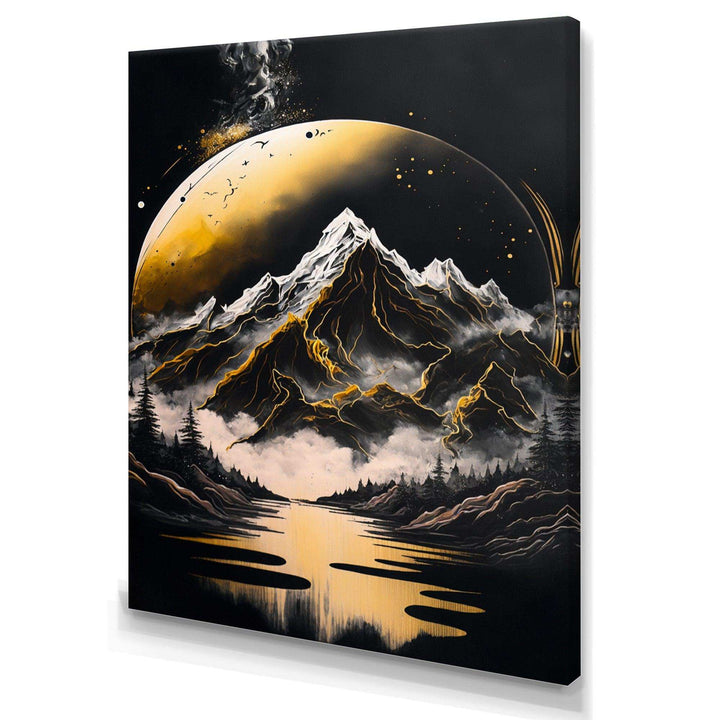 Black And Gold Mountain Landscape V
