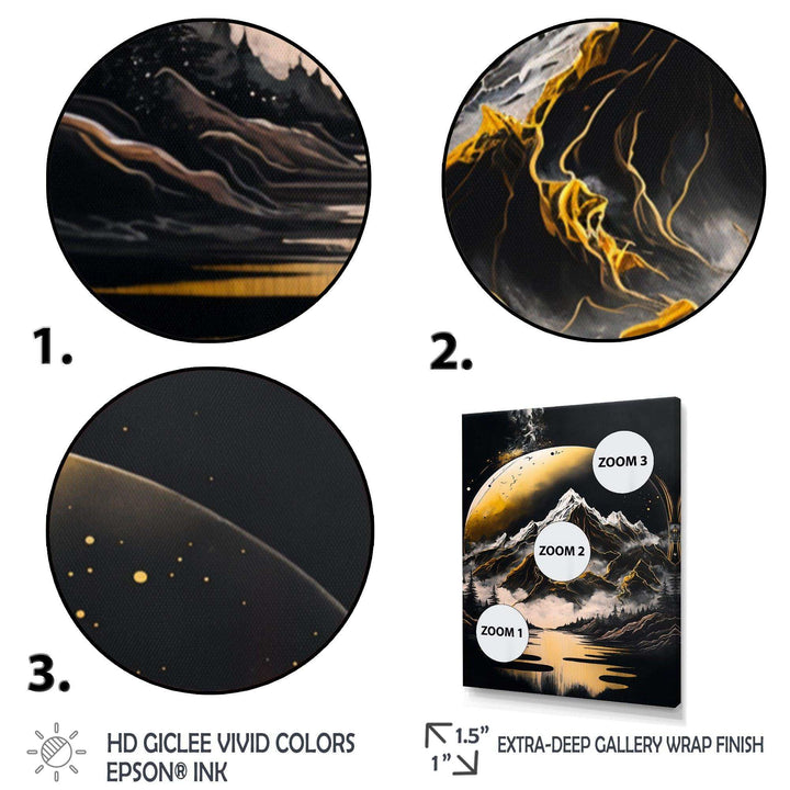 Black And Gold Mountain Landscape V
