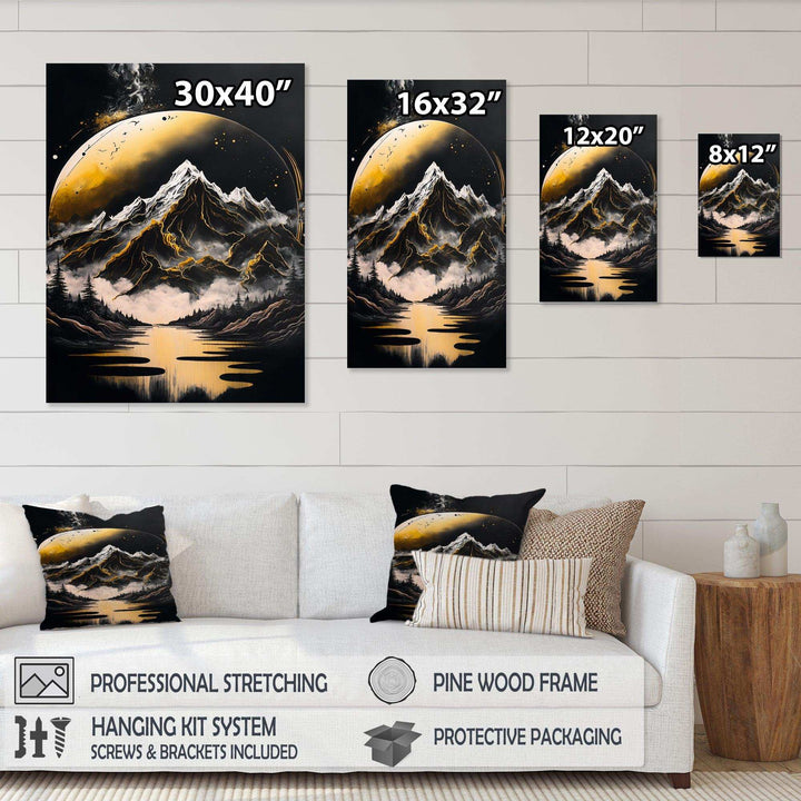 Black And Gold Mountain Landscape V