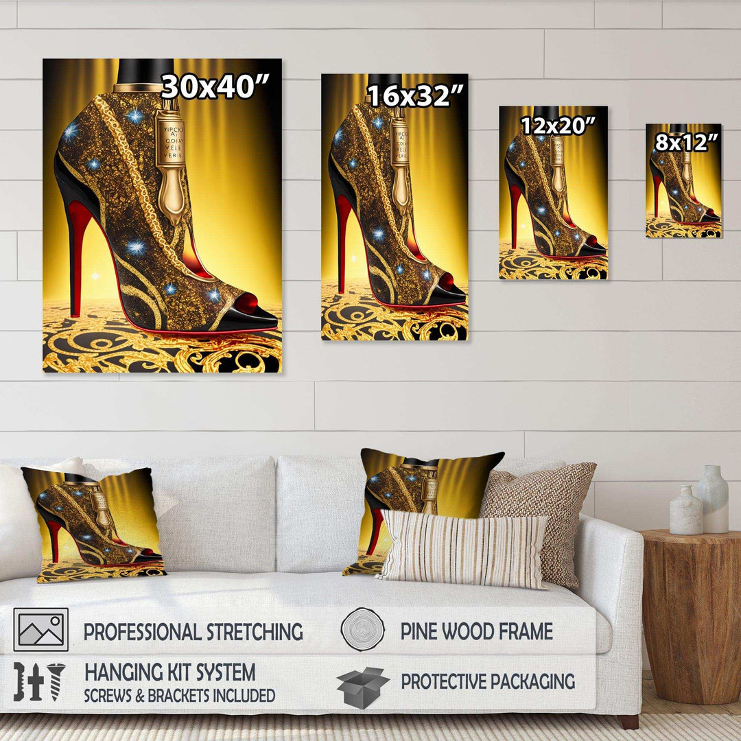 Black And Gold High Heel Shoe III
