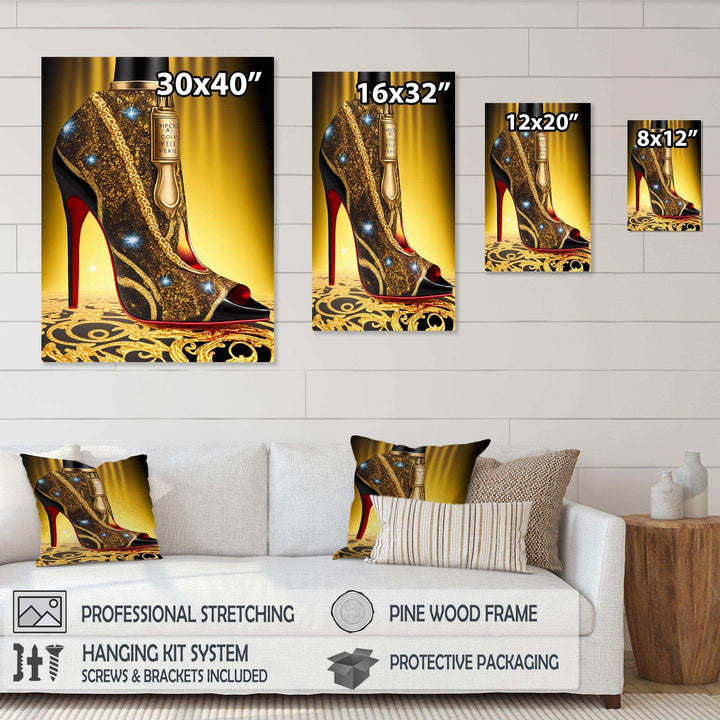 Black And Gold High Heel Shoe III