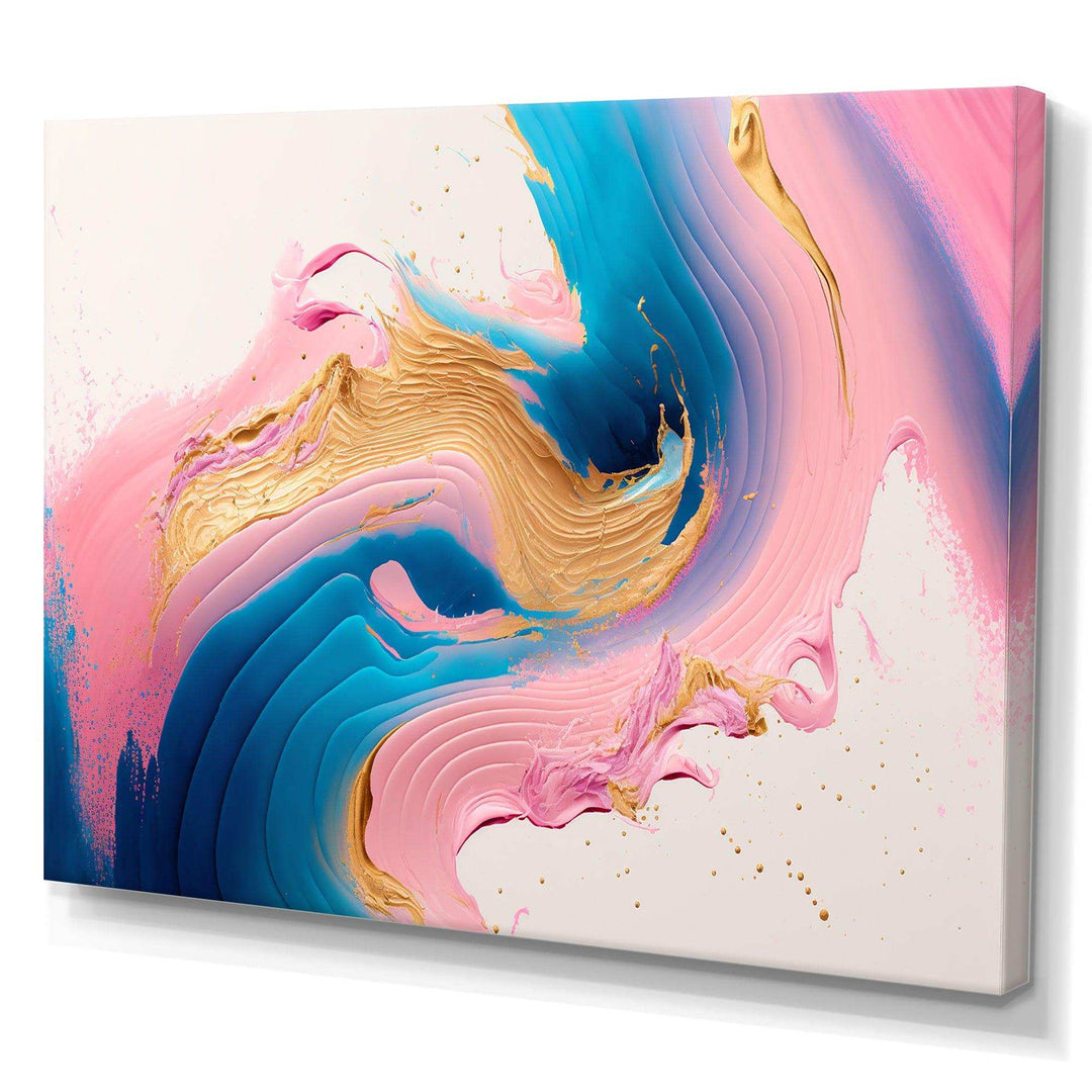 Pink And Gold Waves  - Modern Bedroom Wall Art