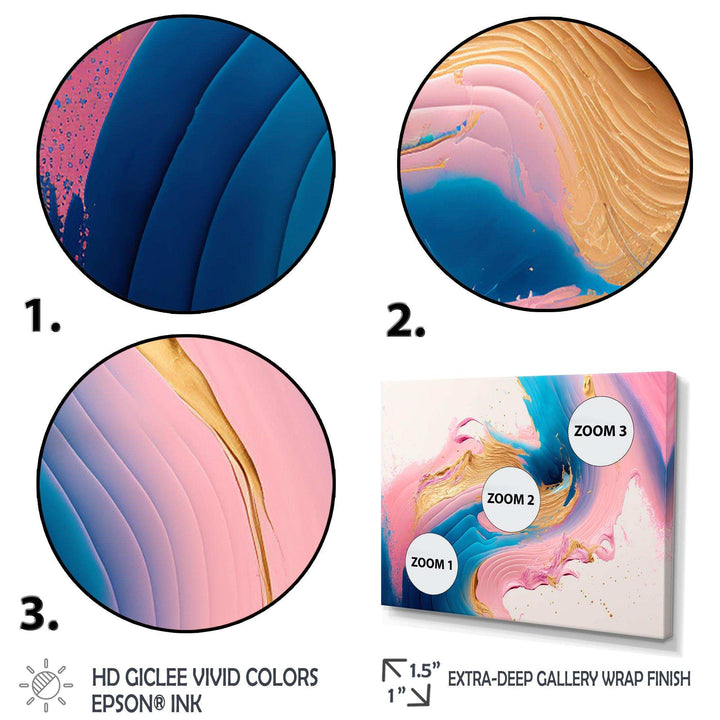 Pink And Gold Waves  - Modern Bedroom Wall Art