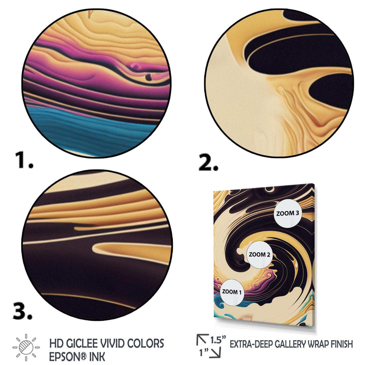 Purple, Gold And Blue Swirl I - Modern Living Room Wall Decor