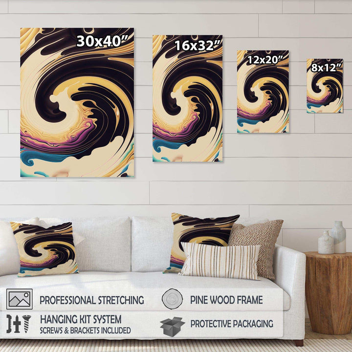 Purple, Gold And Blue Swirl I - Modern Living Room Wall Decor