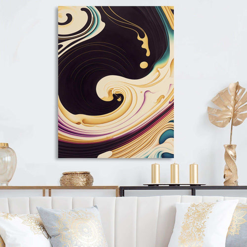 Purple, Gold And Blue Swirl II - Modern Canvas Wall Art