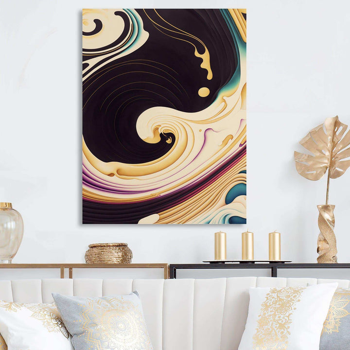 Purple, Gold And Blue Swirl II - Modern Canvas Wall Art