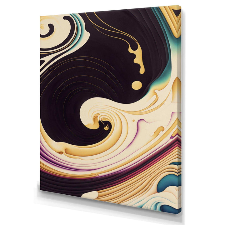 Purple, Gold And Blue Swirl II - Modern Canvas Wall Art