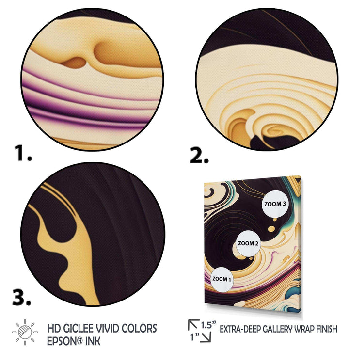 Purple, Gold And Blue Swirl II - Modern Canvas Wall Art