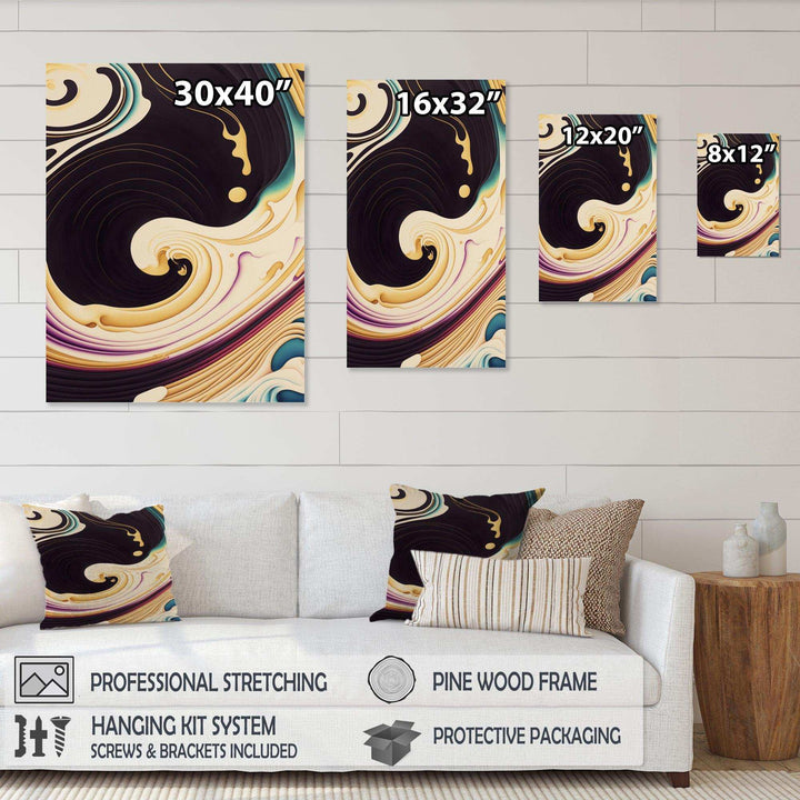 Purple, Gold And Blue Swirl II - Modern Canvas Wall Art