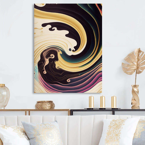 Purple, Gold And Blue Swirl III - Modern Bedroom Wall Art