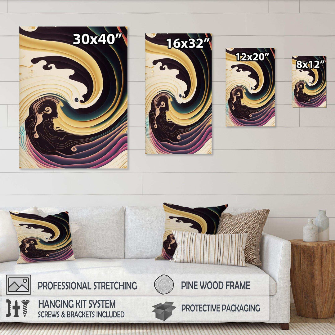 Purple, Gold And Blue Swirl III - Modern Bedroom Wall Art