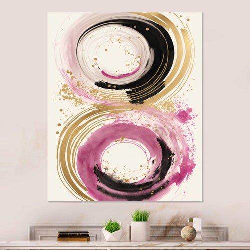 Pink And Gold Curves I - Modern Canvas Wall Art