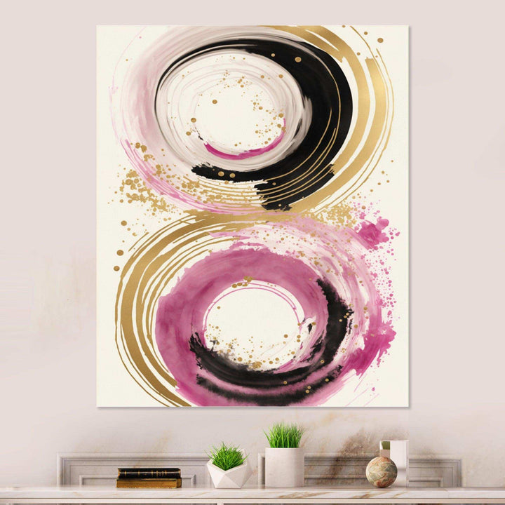 Pink And Gold Curves I - Modern Canvas Wall Art