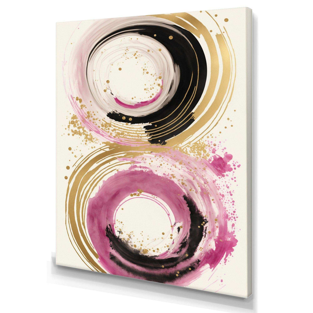 Pink And Gold Curves I - Modern Canvas Wall Art