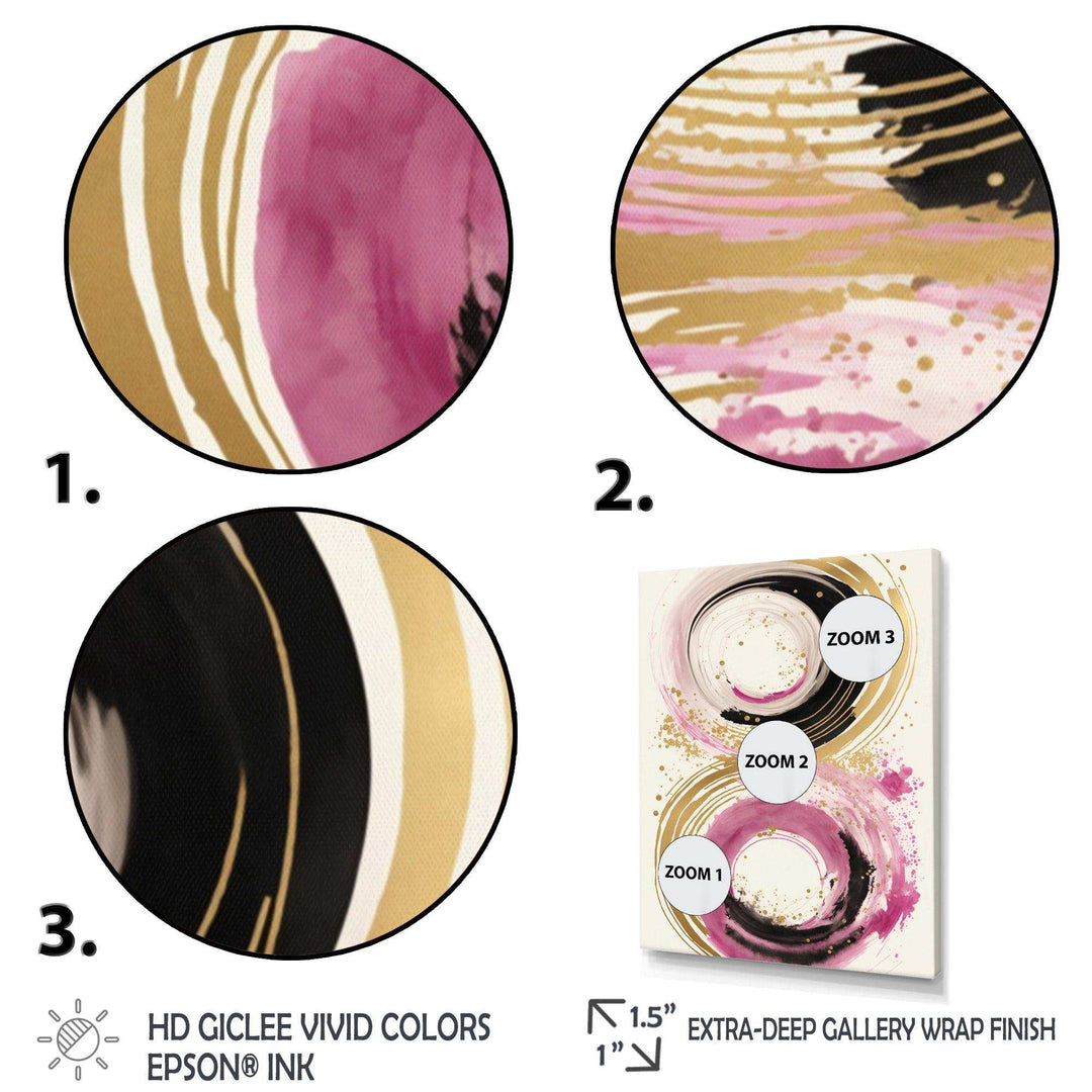 Pink And Gold Curves I - Modern Canvas Wall Art