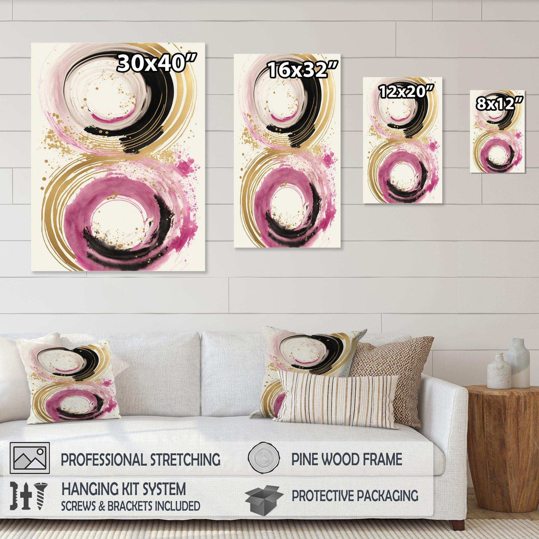 Pink And Gold Curves I - Modern Canvas Wall Art