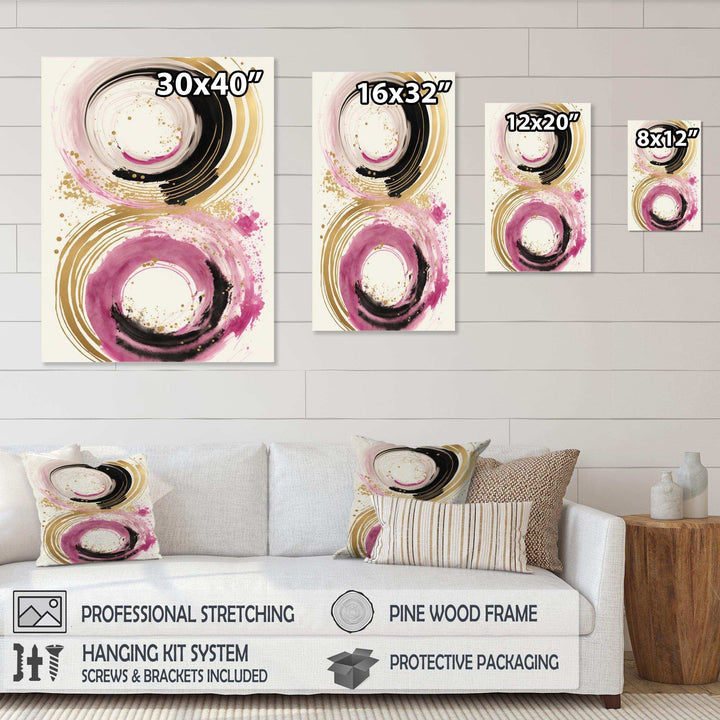 Pink And Gold Curves I - Modern Canvas Wall Art