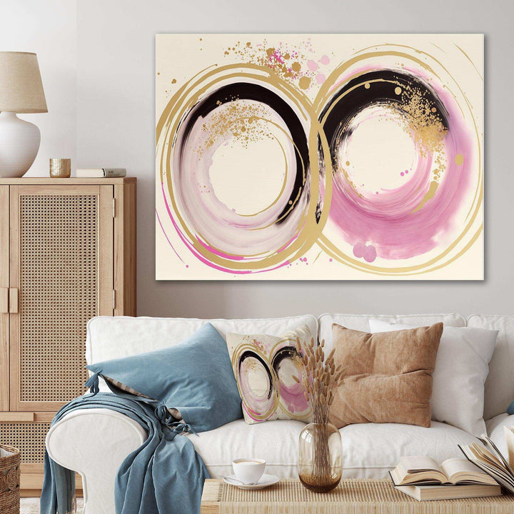 Pink And Gold Curves III - Modern Wall Art Prints