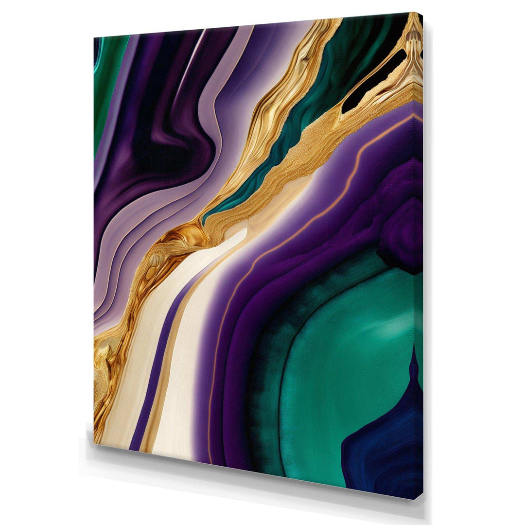 Purple, Green And Gold Bold Strokes II - Modern Bedroom Wall Art