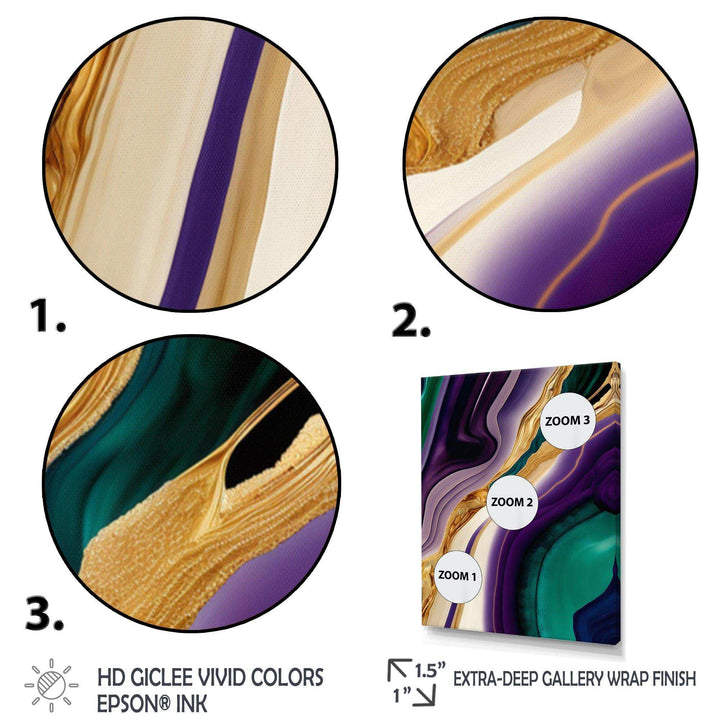 Purple, Green And Gold Bold Strokes II - Modern Bedroom Wall Art