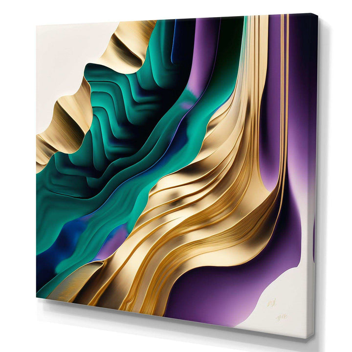 Purple, Green And Gold Bold Strokes III - Modern Wall Art Prints