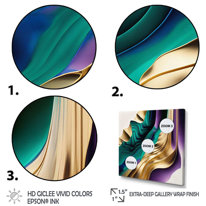Purple, Green And Gold Bold Strokes III - Modern Wall Art Prints