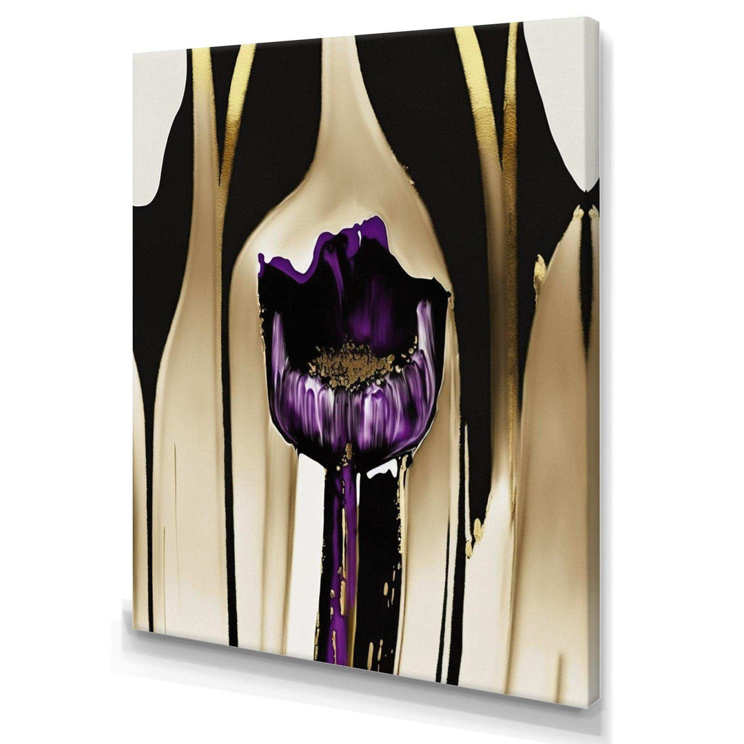 Purple Flower Flower On Abstract Paint IV - Traditional Canvas Wall Art