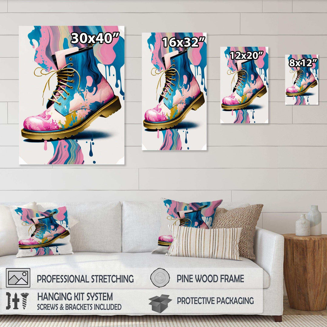 Pink And Blue Art Deco Army Shoes II