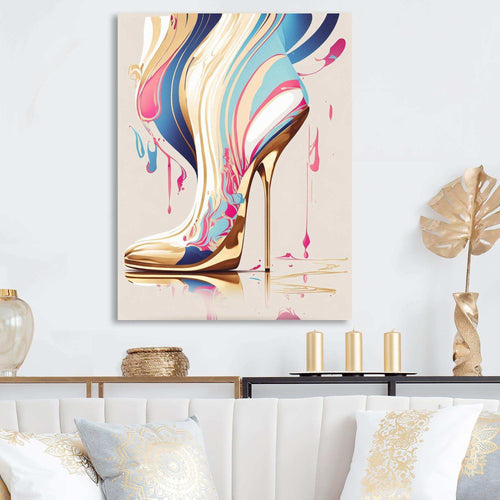 Pink And Blue Art Deco High Heel Boots I