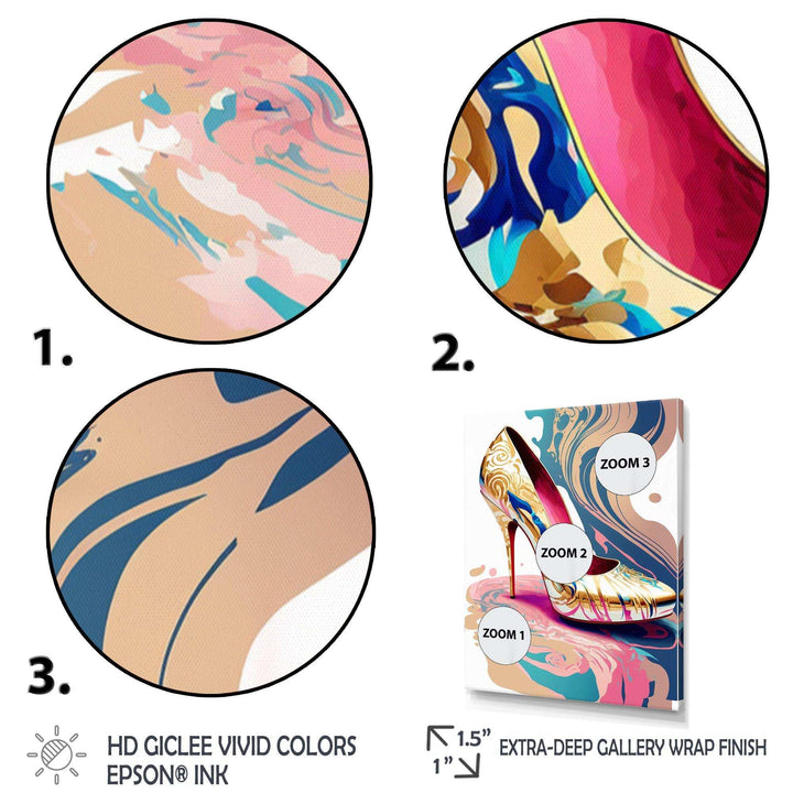 Pink And Blue Art Deco High Heel Shoes IV