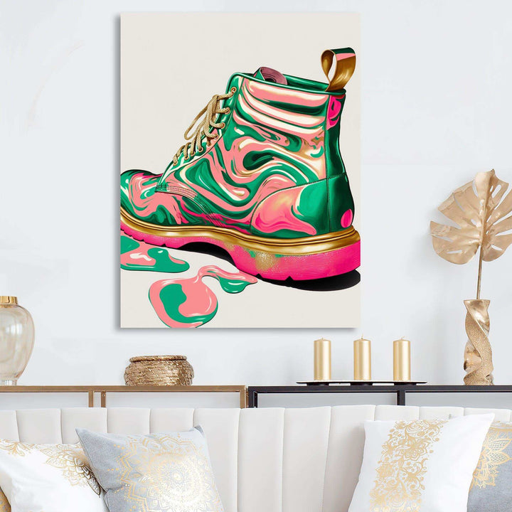 Pink And Green Art Deco Army Shoes