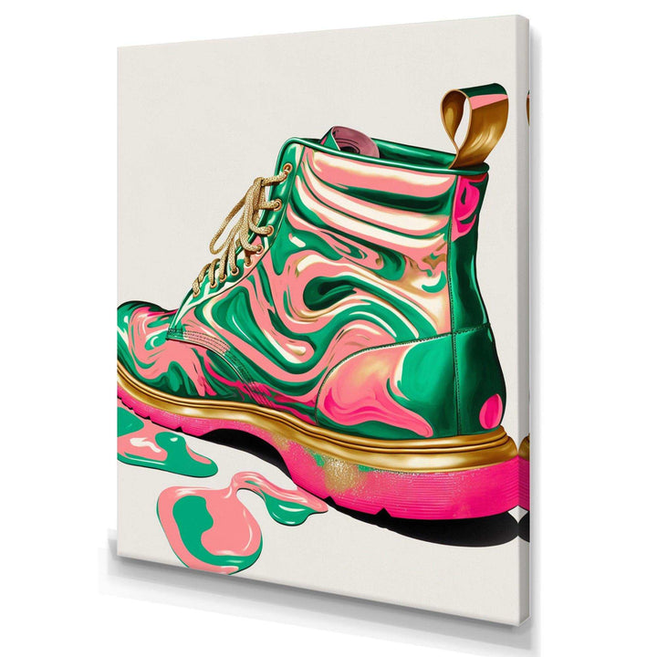 Pink And Green Art Deco Army Shoes