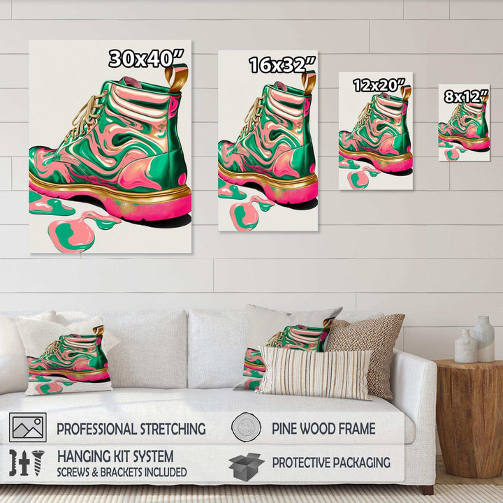 Pink And Green Art Deco Army Shoes
