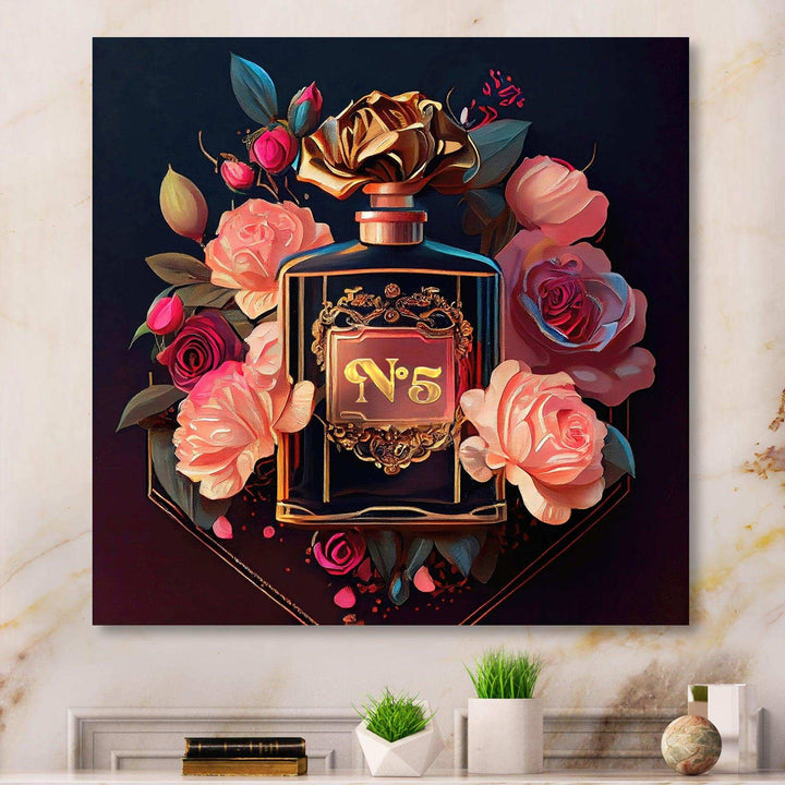 Chic Perfume Bottle With Pink Roses II