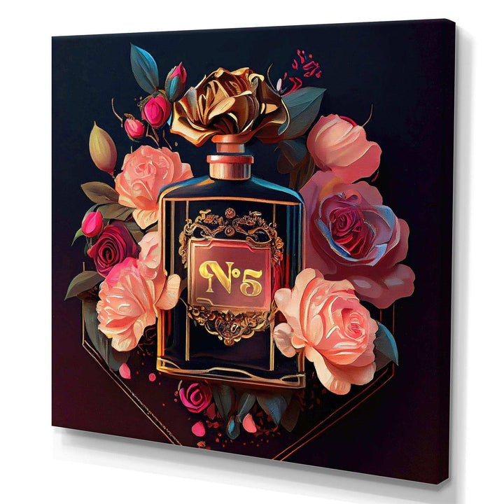 Chic Perfume Bottle With Pink Roses II