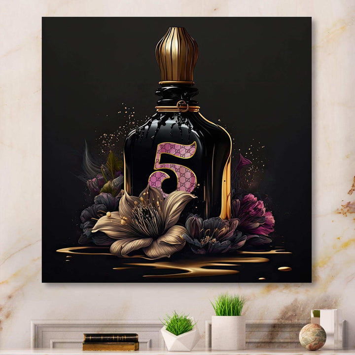 Chic Perfume Bottle With Pink Roses III