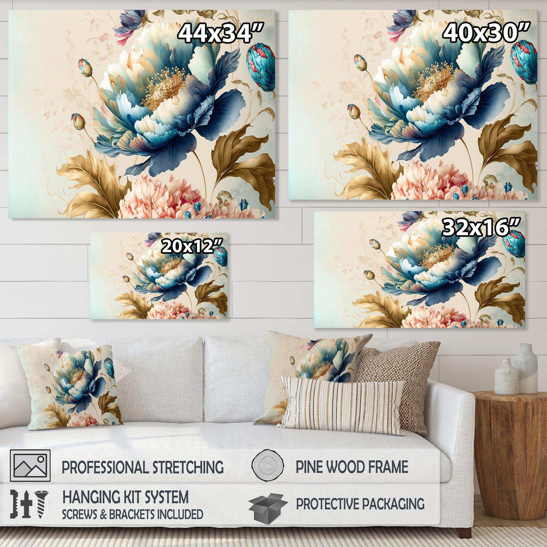 Blue And Gold Floral Bunch I