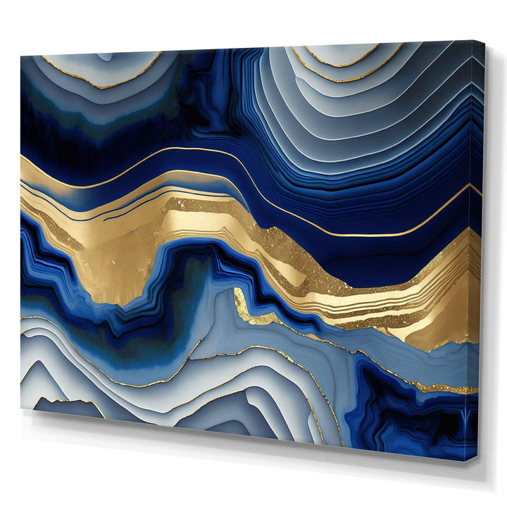 Vibrant Blue And Gold Flow Art I - Modern Canvas Wall Art