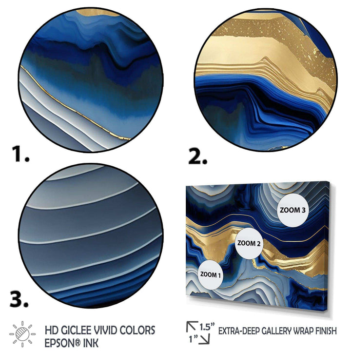 Vibrant Blue And Gold Flow Art I - Modern Canvas Wall Art