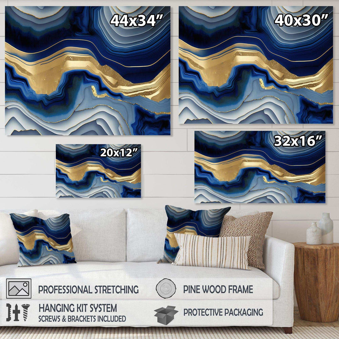 Vibrant Blue And Gold Flow Art I - Modern Canvas Wall Art