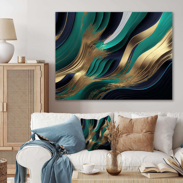 Green And Gold Agate I - Modern Bedroom Wall Art