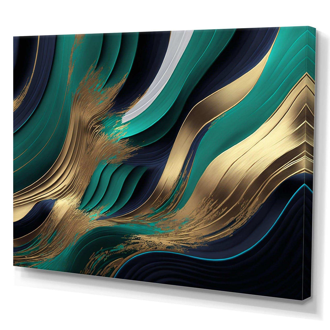 Green And Gold Agate I - Modern Bedroom Wall Art