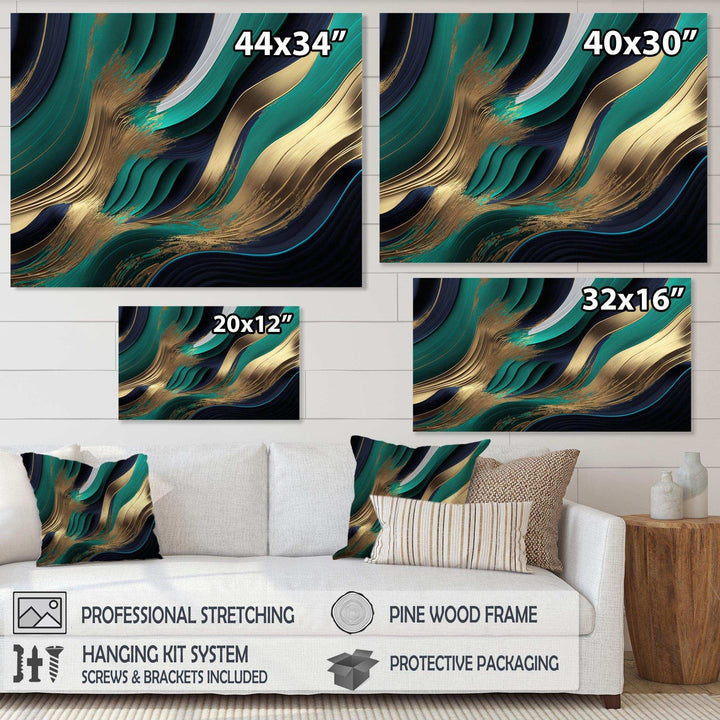 Green And Gold Agate I - Modern Bedroom Wall Art