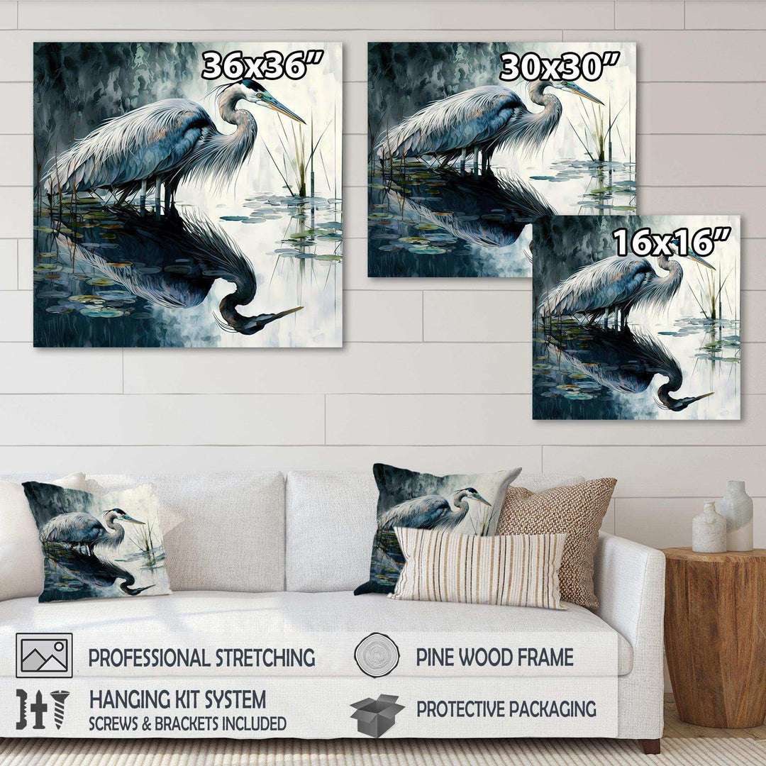 Cute Heron In A Lake Floral Art IV