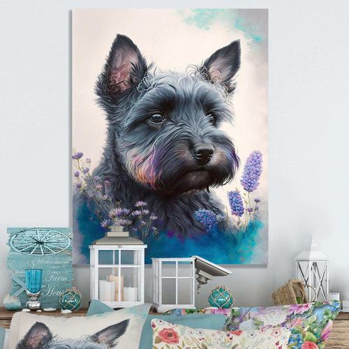Cute Schnauzer Floral Art