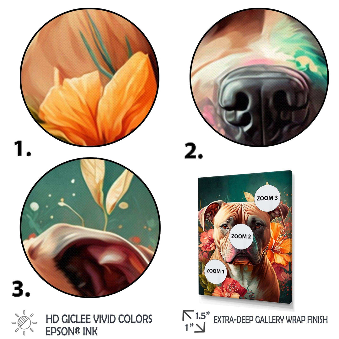Cute Pitbul Floral Art I