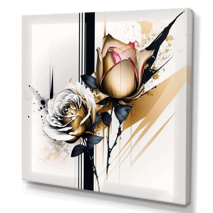 Roses Flow Flower On Golden Beige Paint VII