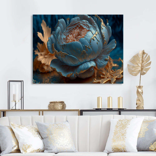 Ice Blue And Gold Peony II
